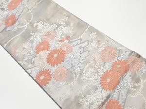 リサイクル　花筏に組紐模様織出し袋帯